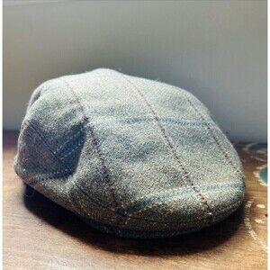 Failsworth Gamekeeper Cap 7  1/2 Cambridge Plaid Red Blue 100% Wool
